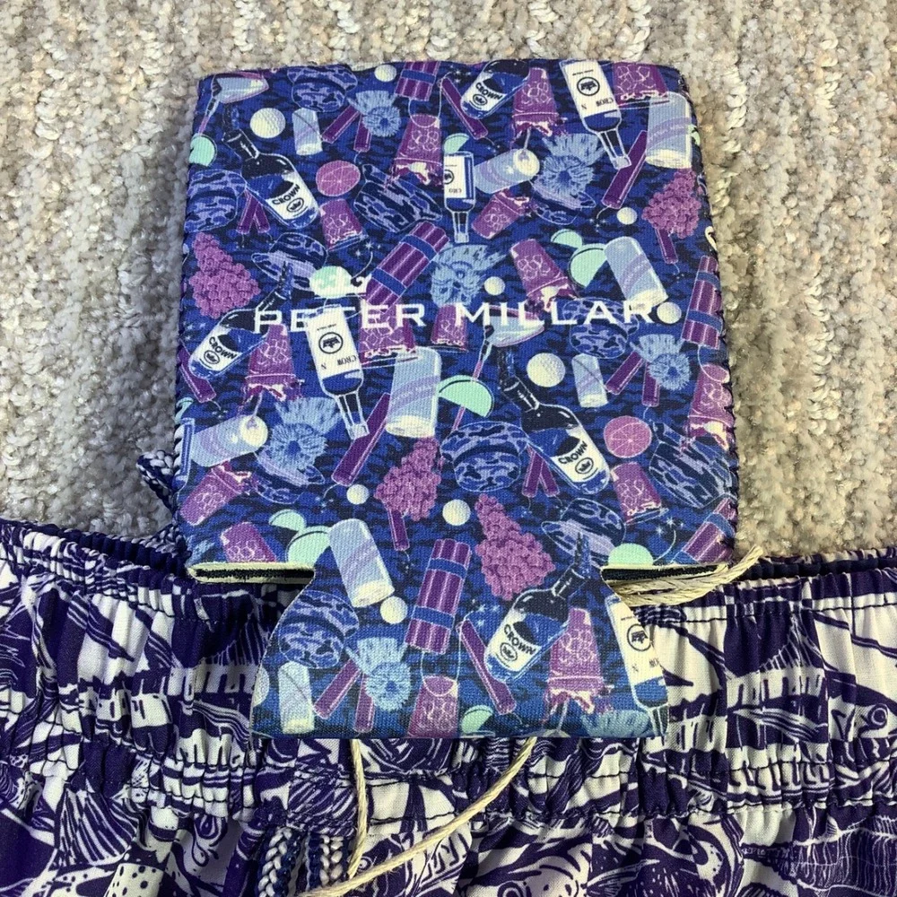 Peter Millar Seaside Men Fish Print Swim Trunks Size‎ S NWT